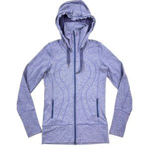 Lululemon Womens Size 6 Stride Jacket Heather Hoodie Thumbholes Full Zip